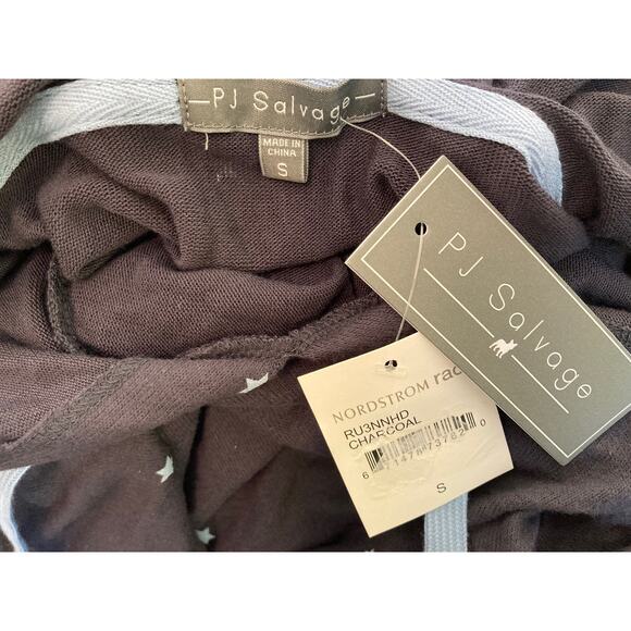 PJ Salvage Long Sleeve Graphic Stars Drawstring Hoodie Sz Small in Charcoal NWT - Picture 4 of 6